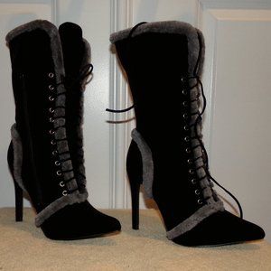 Black & Grey 3" Heel Boots